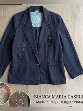 Bianca Maria Caselli Embroidered Denim Jacket - Made in Italy